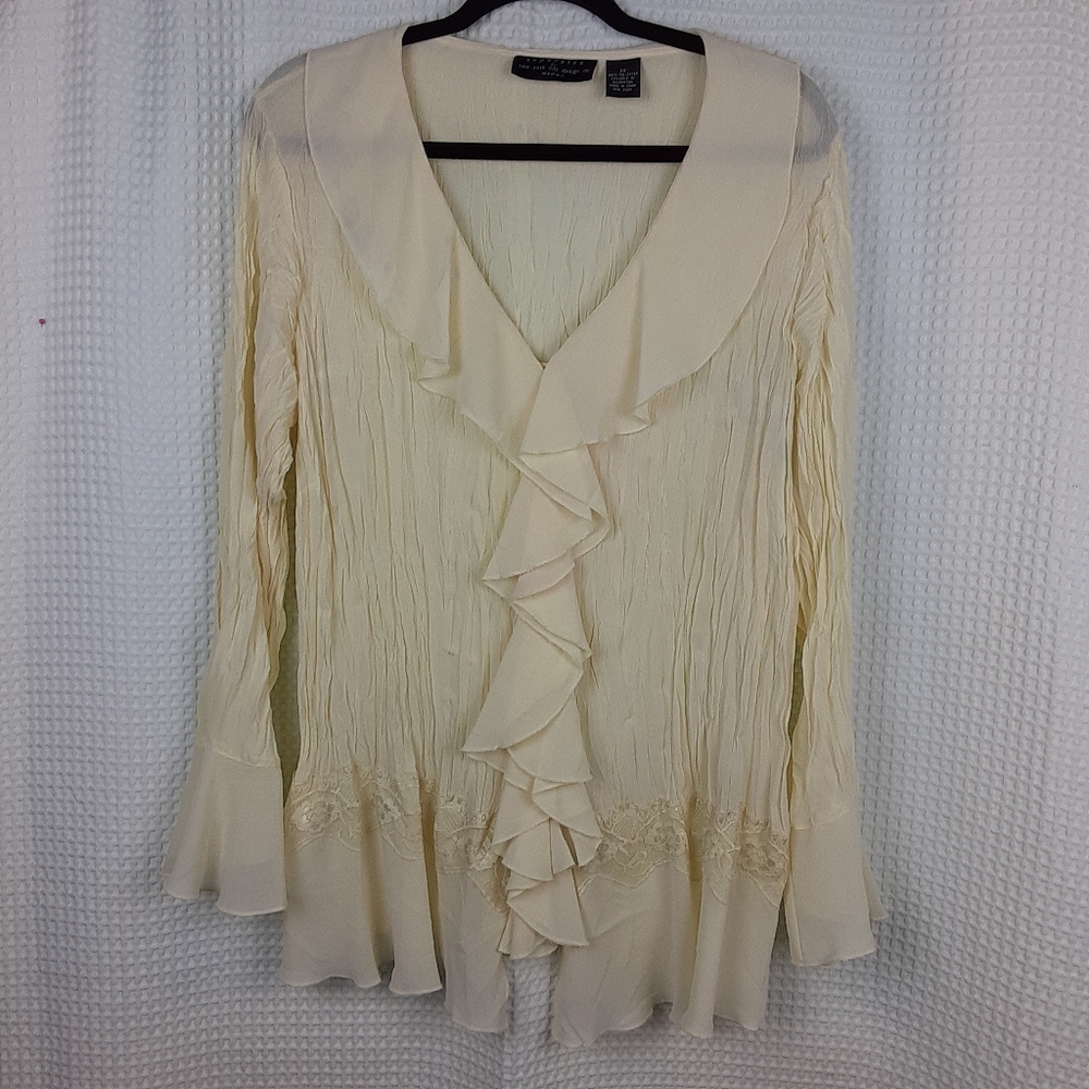 New York Design  Lace & Ruffle Sheer Blouse